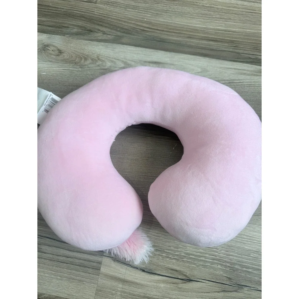 Pink Unicorn Plush Travel Neck Pillow Kids Girls Soft Support Glitter Detail